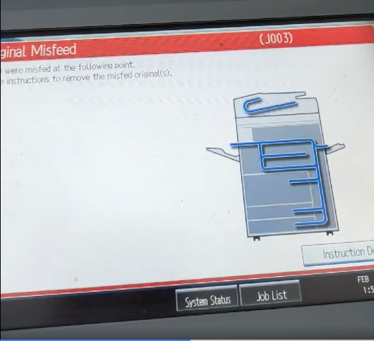 SỬA MÁY PHOTO RICOH BÁO LỖI J003