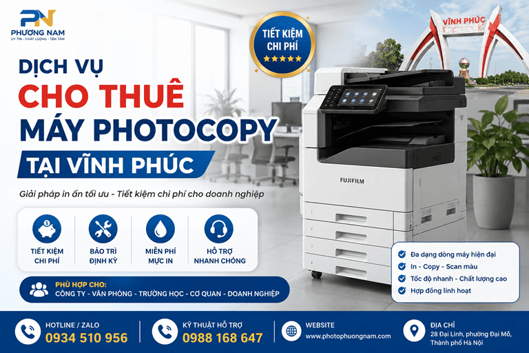 Cho thuê máy photocoy tại Vĩnh Phúc